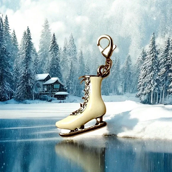 Ice Skate Enamel Lobster clasp Zipper pull, purse shoe charm - Picture 3 of 5